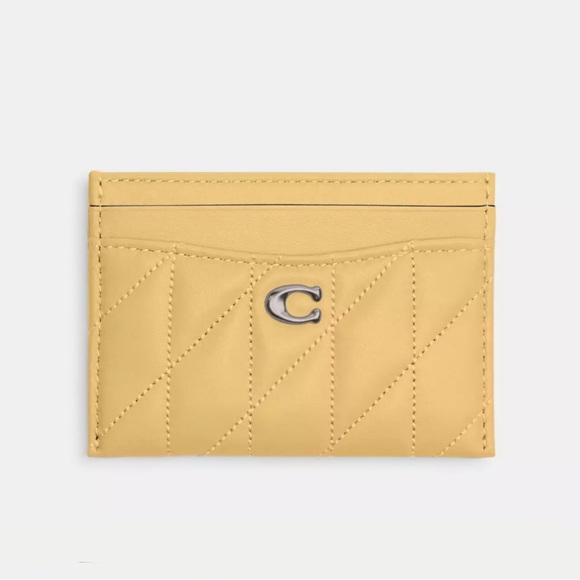 Coach Essential Card Case With Pillow Quilting in Silver/Hay Nappa Leather NWT - Picture 14 of 16